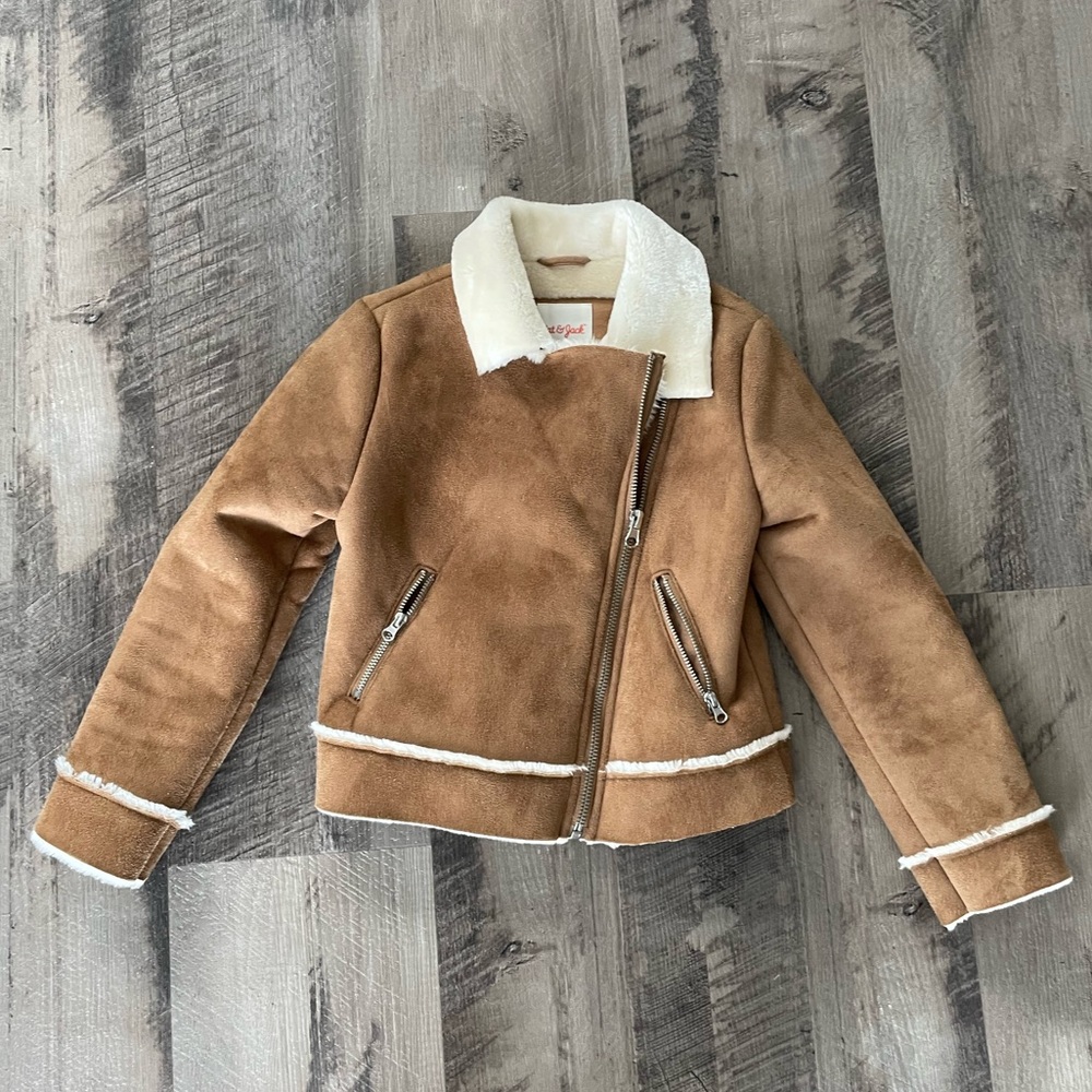 Girls jacket faux fur lined suede jacket